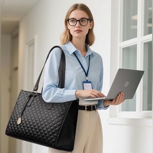 Elegant Black Quilted Tote Bag